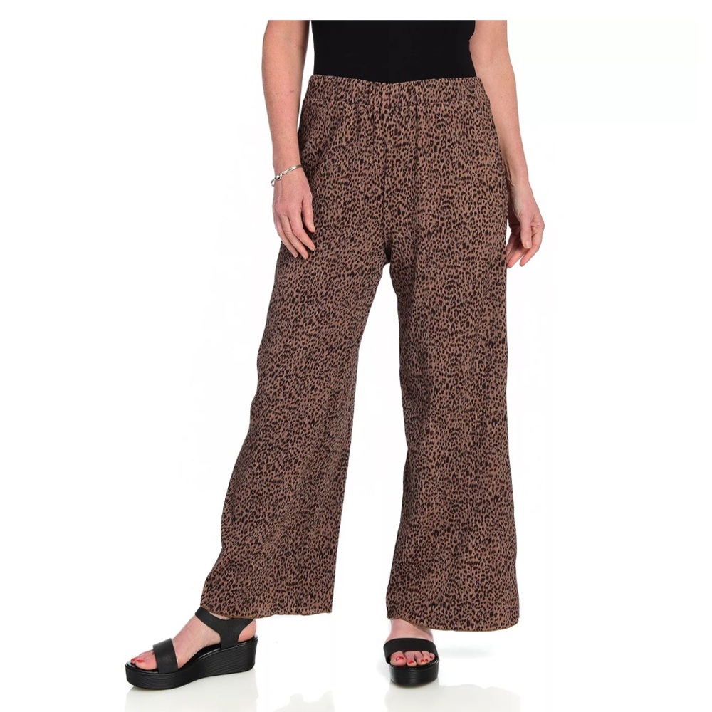 Women’s Jorge Pérez Leopard Textured‎ Crepe Elastic Waist Pleated Pants